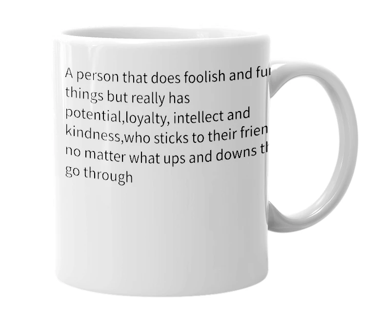 White mug with the definition of 'Cruff'