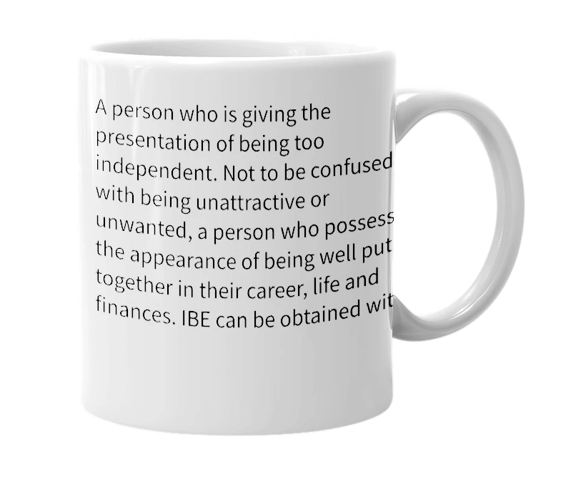 White mug with the definition of 'Independent Bitch Energy'