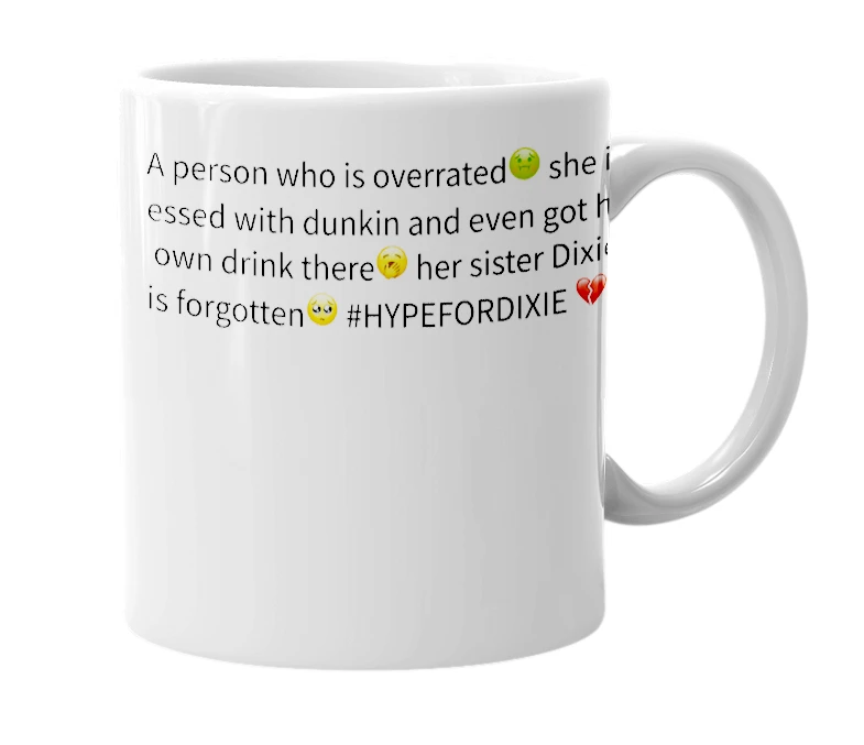 White mug with the definition of 'Charli D’amelio'
