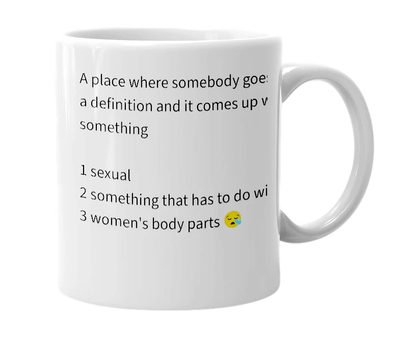 White mug with the definition of 'Urban Dictionary'