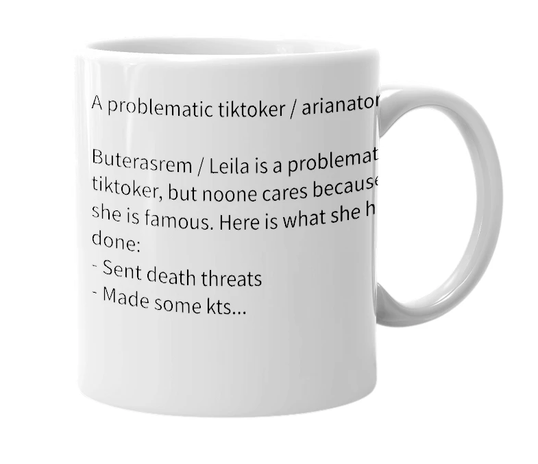 White mug with the definition of 'Buterasrem'