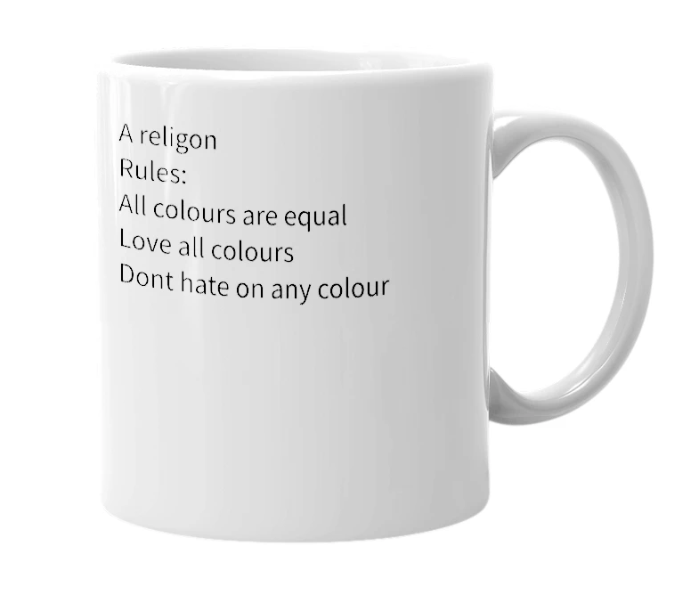 White mug with the definition of 'Colourism'