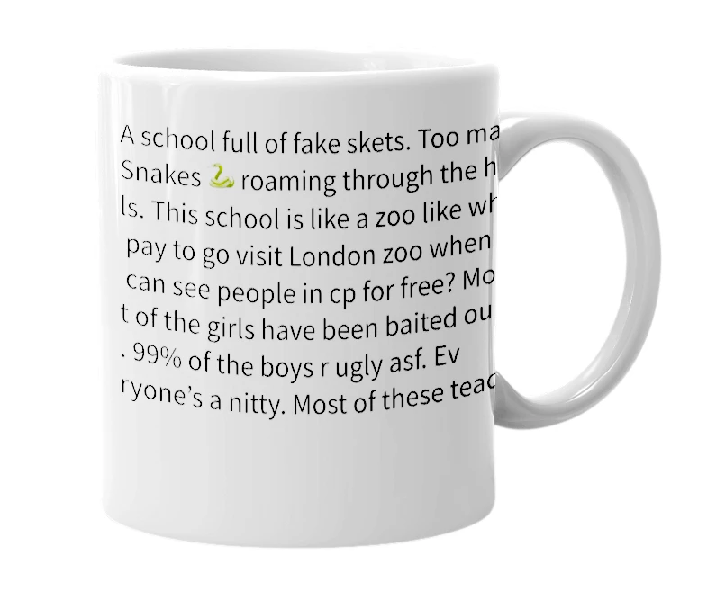 White mug with the definition of 'cardinal pole catholic school'