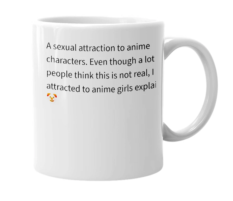 White mug with the definition of 'animesexual'