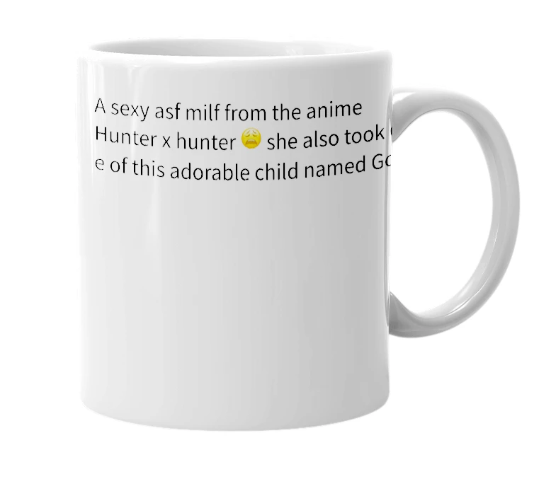 White mug with the definition of 'Aunt Mito'