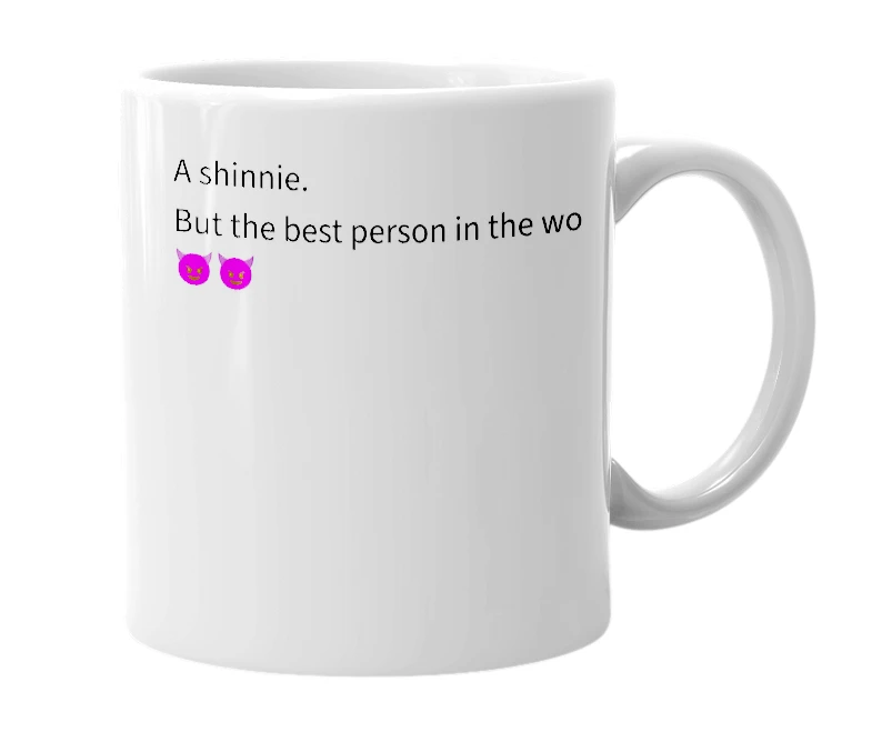 White mug with the definition of 'following.shinji.kins2.0'