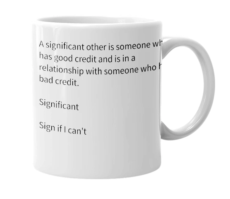 White mug with the definition of 'Significant'