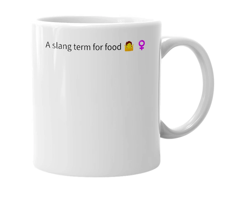 White mug with the definition of 'Eats'