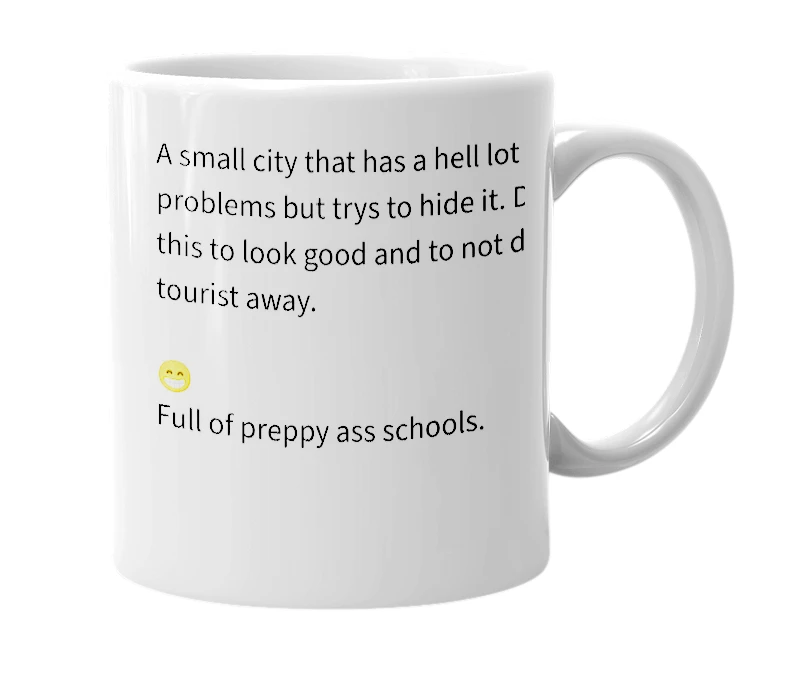 White mug with the definition of 'Grand Haven'