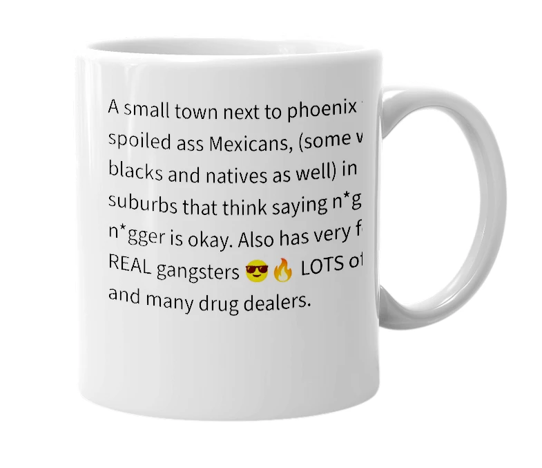 White mug with the definition of 'avondale, arizona'