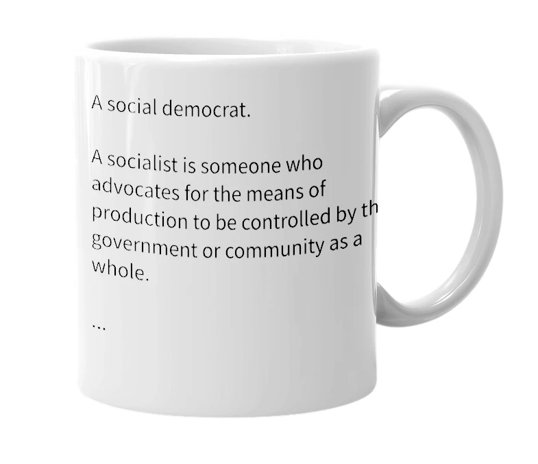 White mug with the definition of 'American 'socialist''