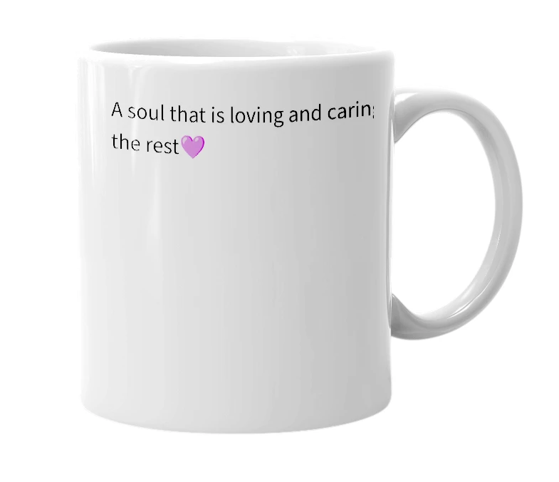 White mug with the definition of 'soulf'