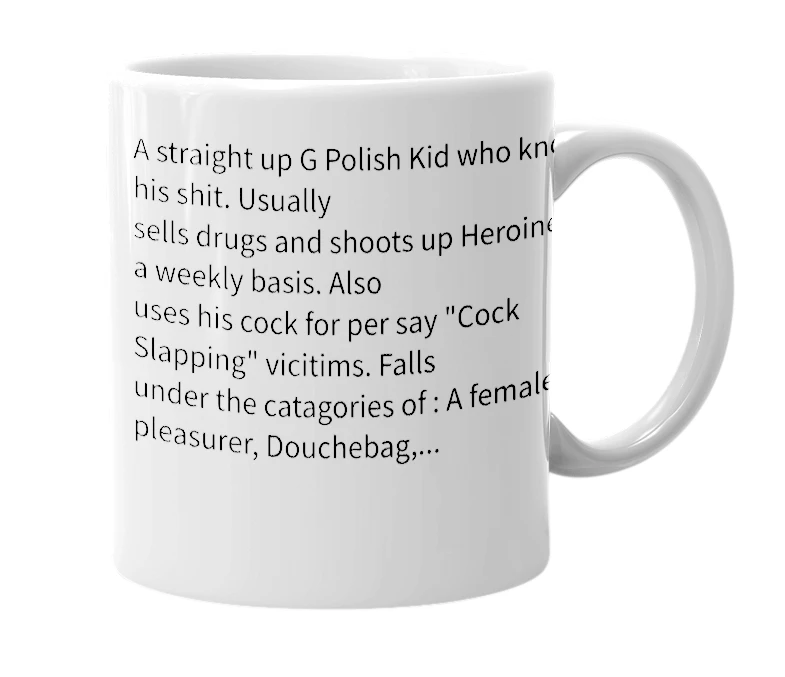 White mug with the definition of 'Krystian'
