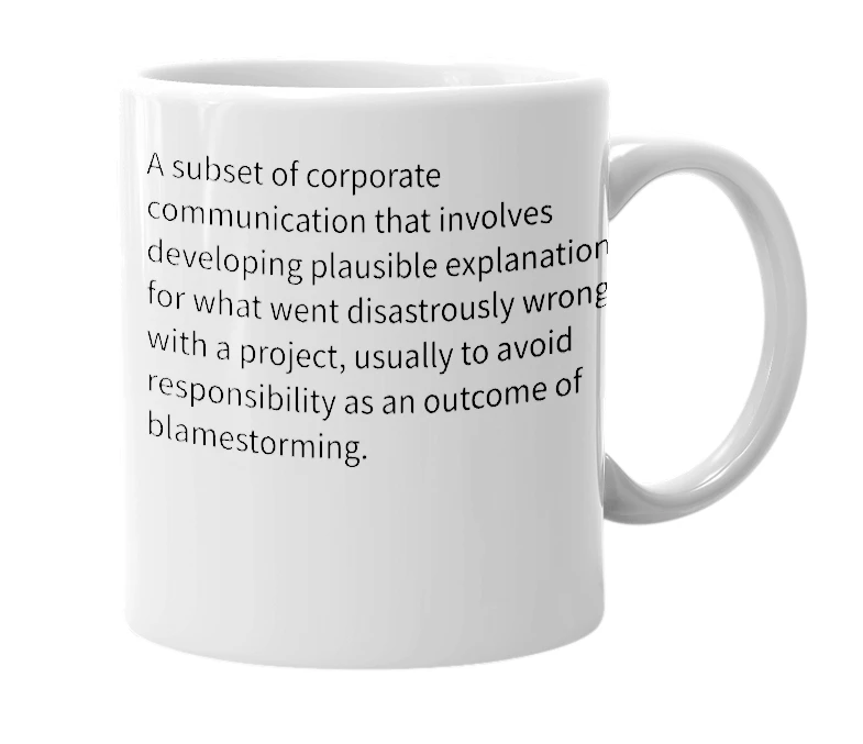 White mug with the definition of 'excusecraft'