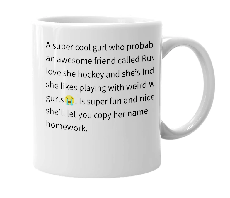 White mug with the definition of 'Sanika'