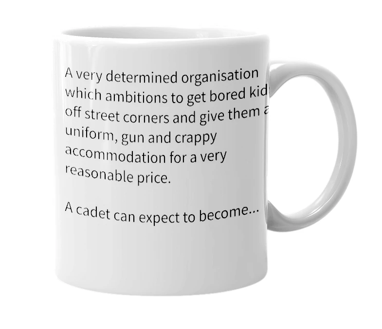White mug with the definition of 'ACF Army Cadet Force'