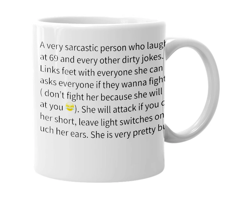 White mug with the definition of 'Aimee Haines'