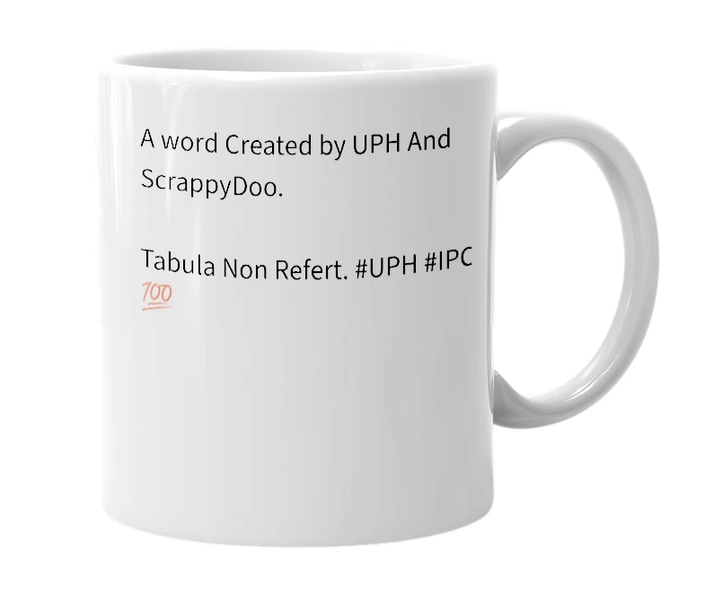 White mug with the definition of 'Tabula non refert'