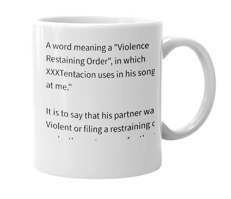 White mug with the definition of 'vro'
