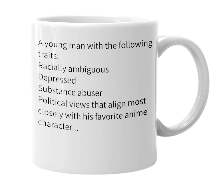 White mug with the definition of 'Wolf Boy'