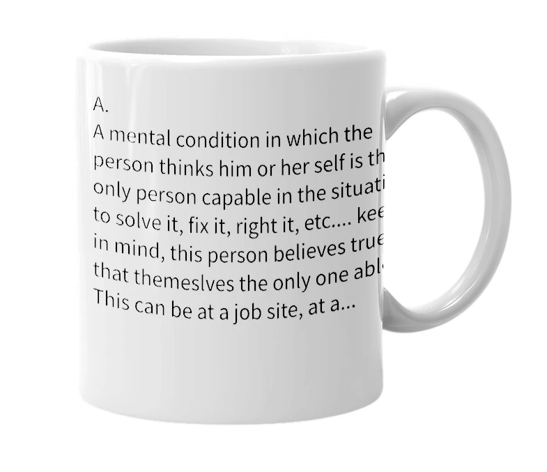 White mug with the definition of 'Messianic Complex'