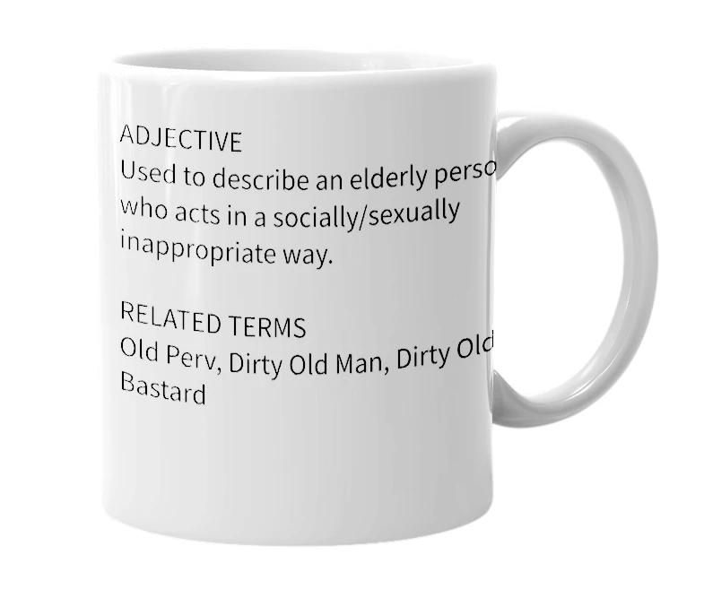 White mug with the definition of 'Obscenile'
