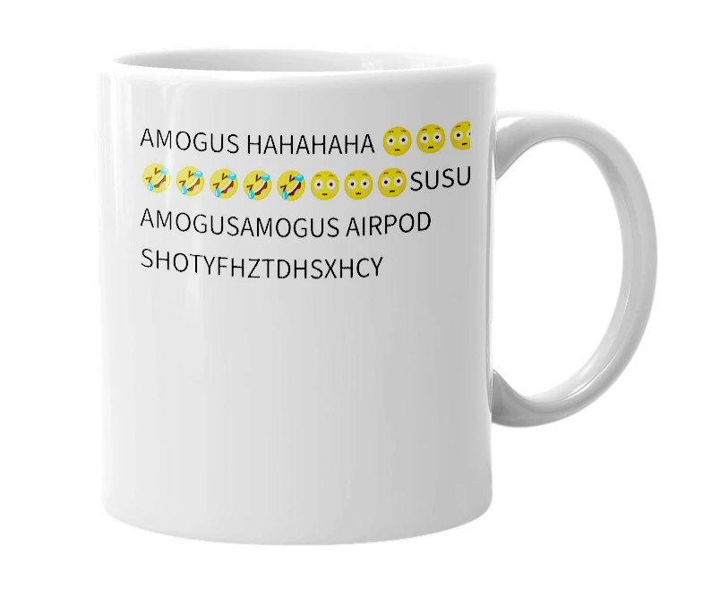 White mug with the definition of 'AirPod shotty'