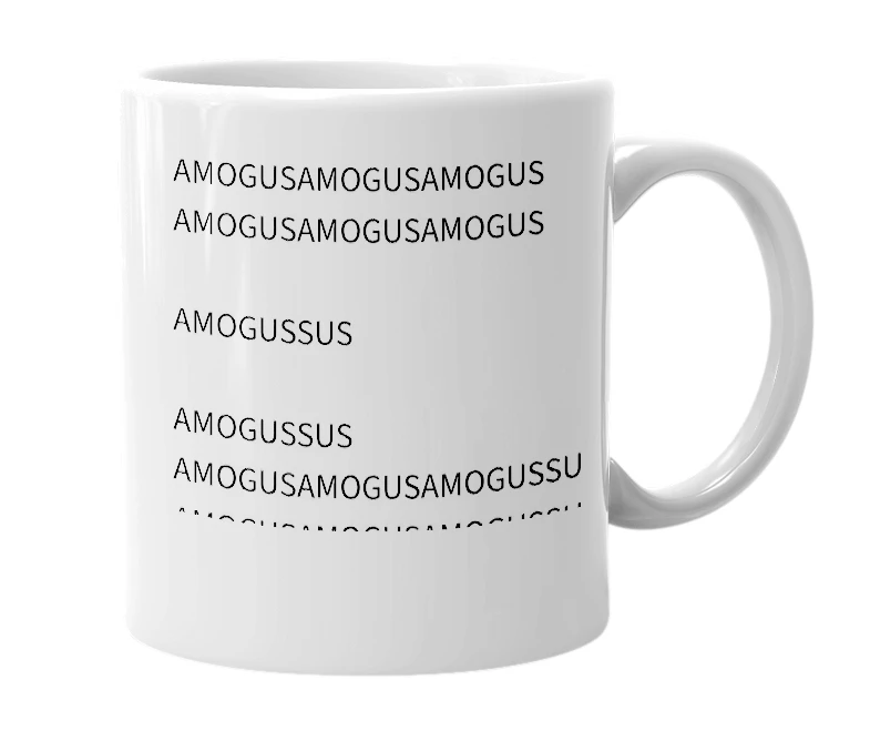 White mug with the definition of 'Amogus'