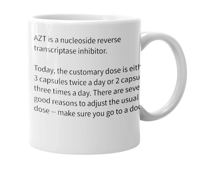 White mug with the definition of 'AZT'
