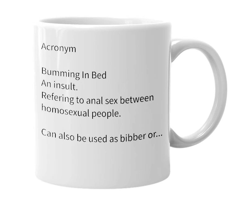 White mug with the definition of 'BIB'