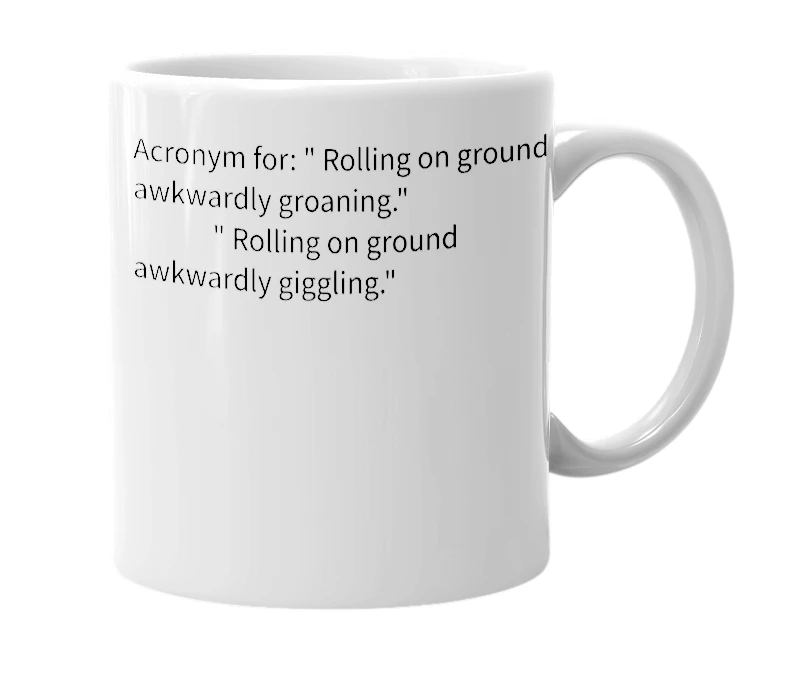 White mug with the definition of 'rogag'