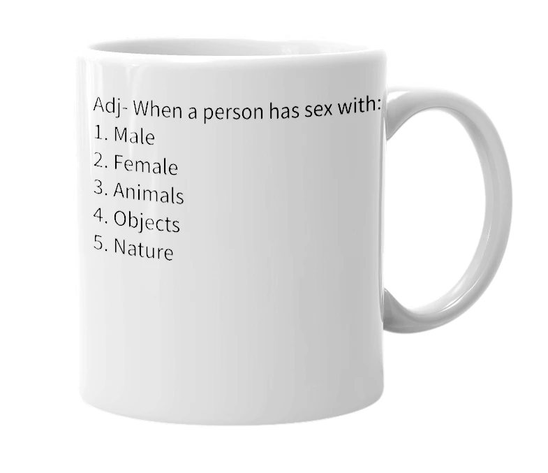 White mug with the definition of 'cinco-sexual'