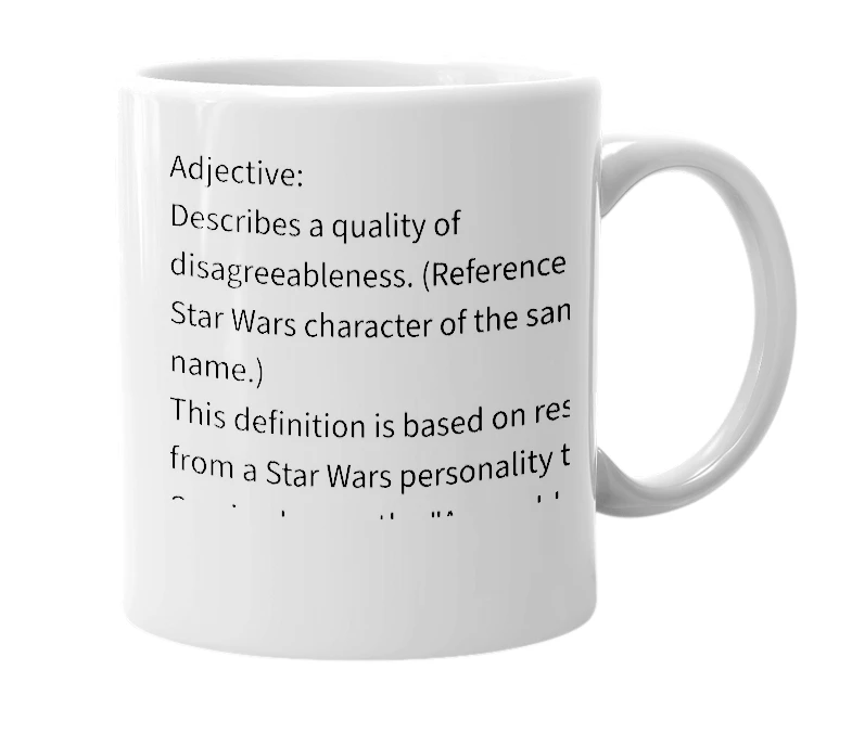 White mug with the definition of 'Boba Fett'