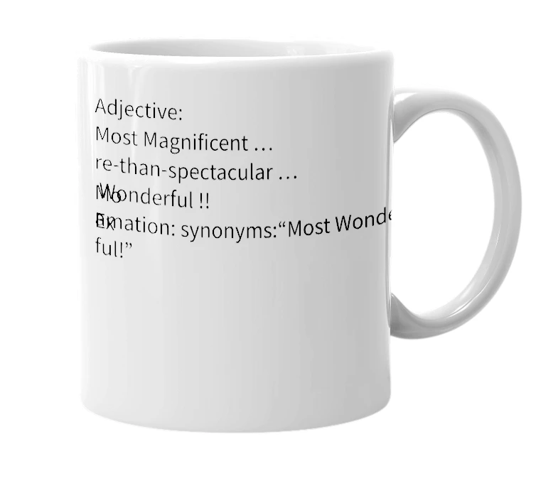 White mug with the definition of 'randiceous'