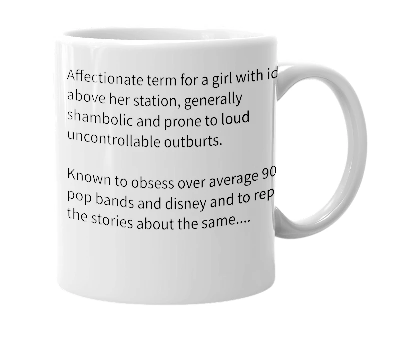 White mug with the definition of 'Shalice'