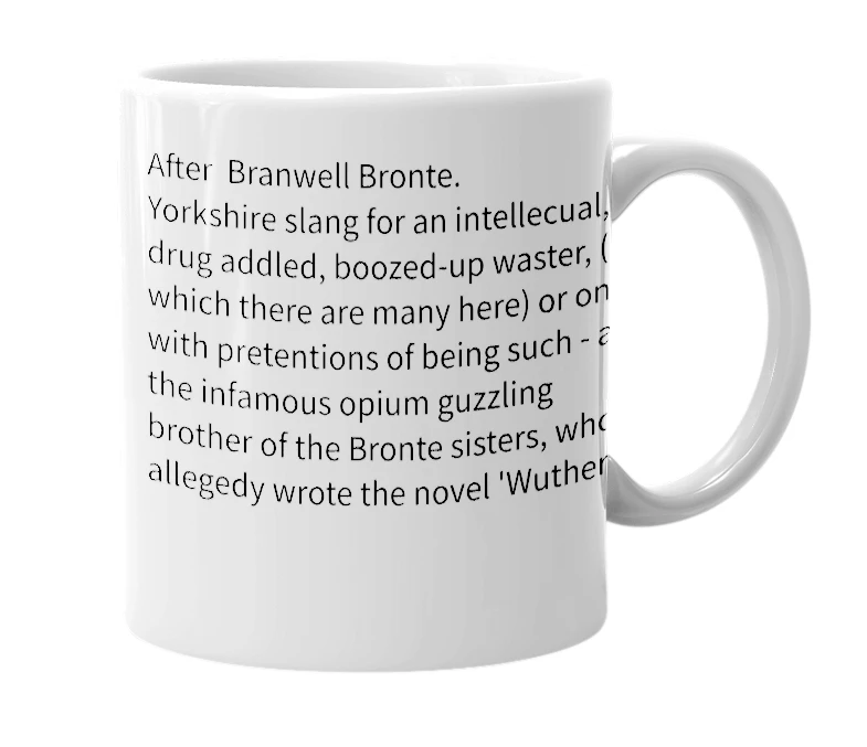 White mug with the definition of 'branwell'