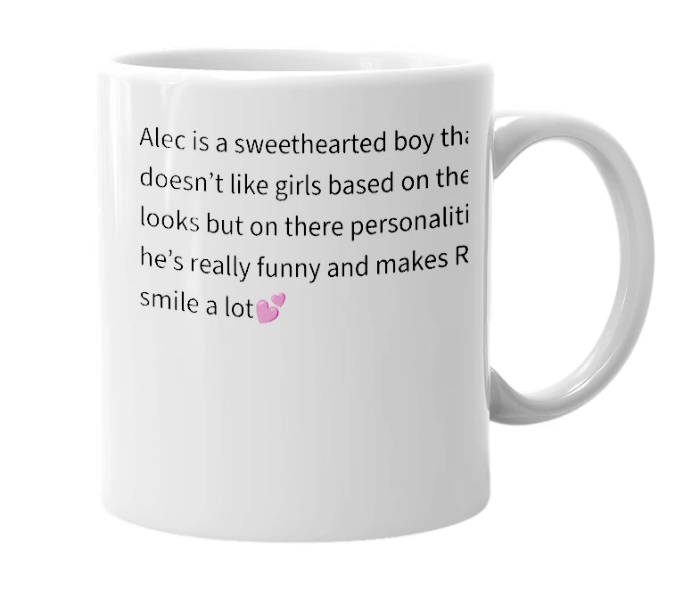 White mug with the definition of 'Alec'