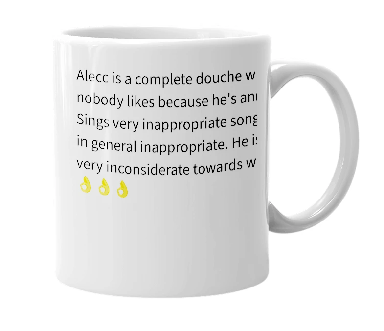 White mug with the definition of 'Alecc'