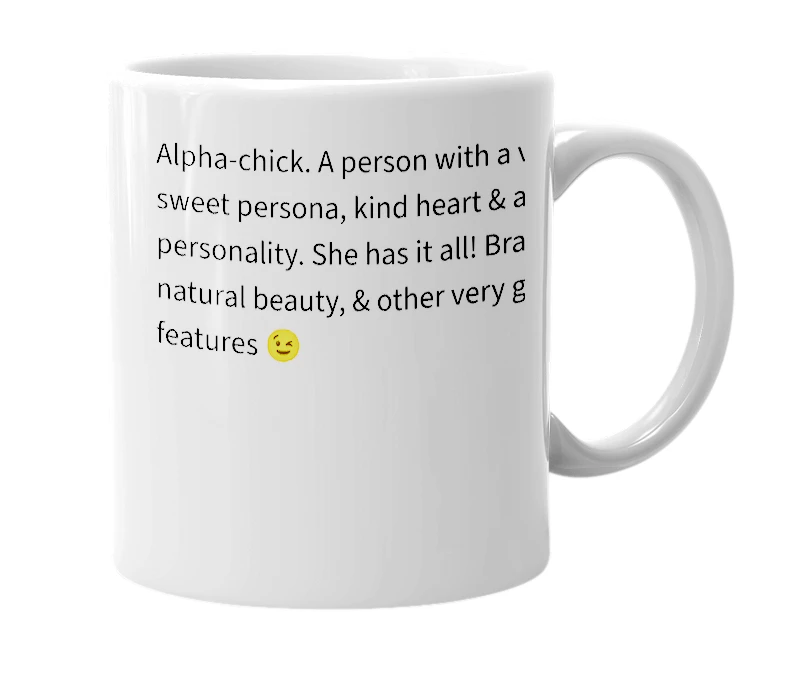 White mug with the definition of 'shyneka'