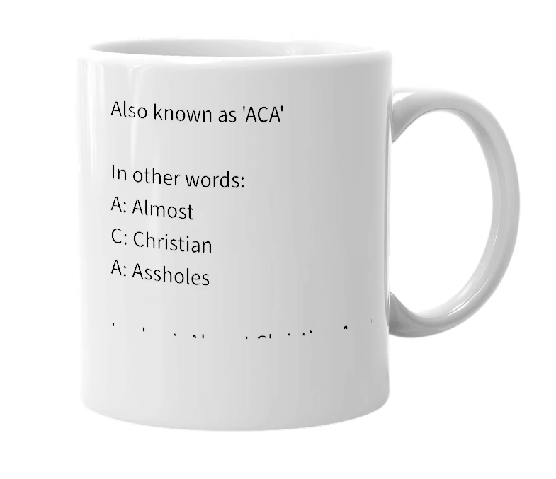 White mug with the definition of 'alabama christian academy'