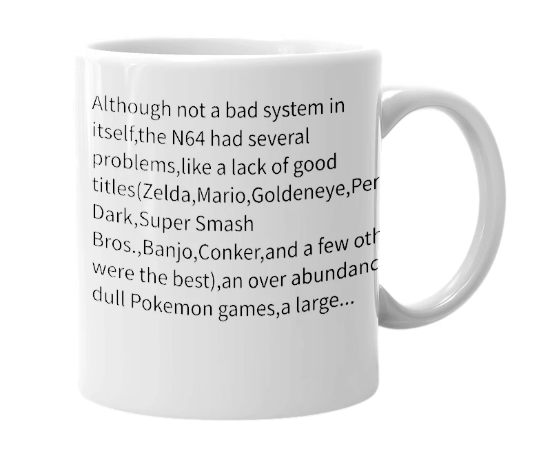White mug with the definition of 'Nintendo 64'