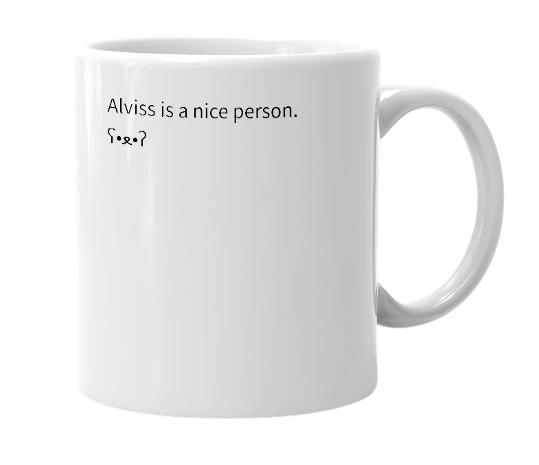 White mug with the definition of 'Alviss'