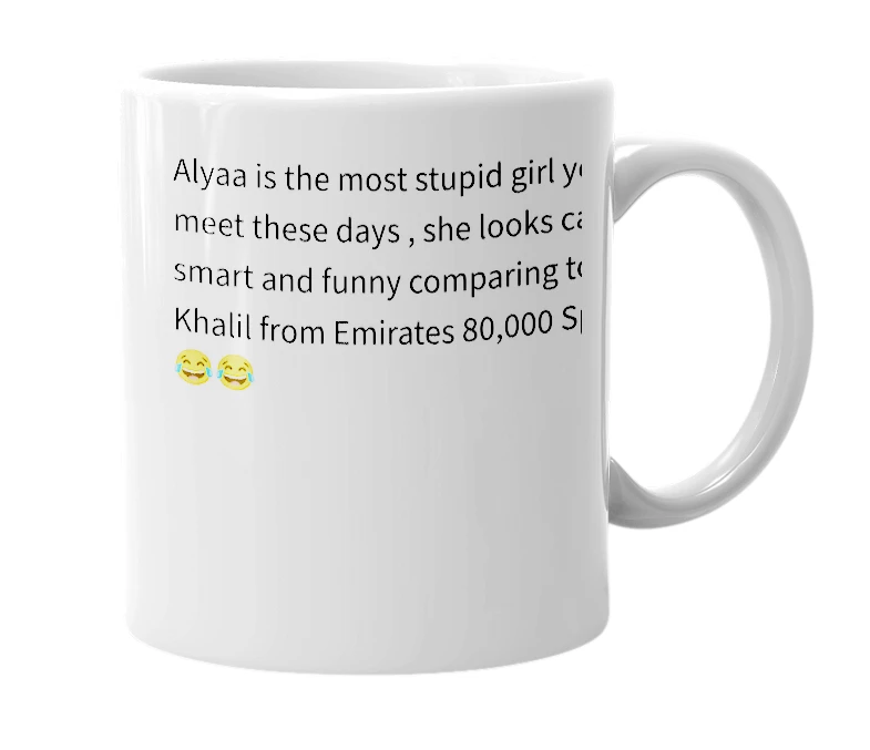 White mug with the definition of 'Alyaa'