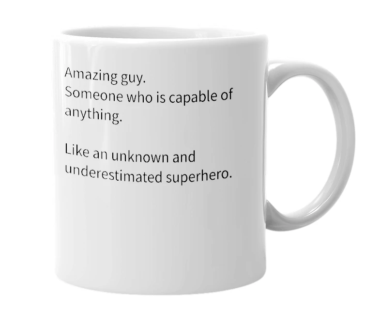White mug with the definition of 'Peter-Jan'