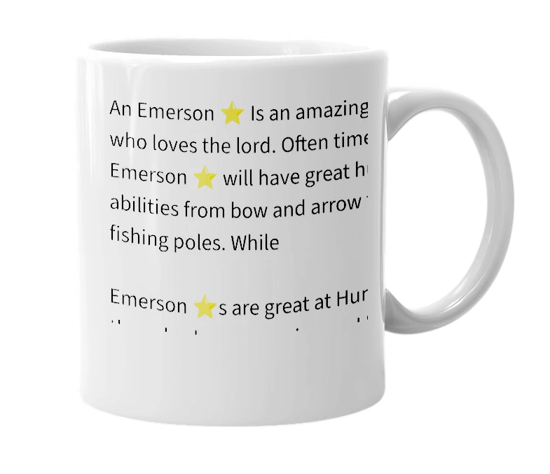 White mug with the definition of 'Emerson ⭐️'