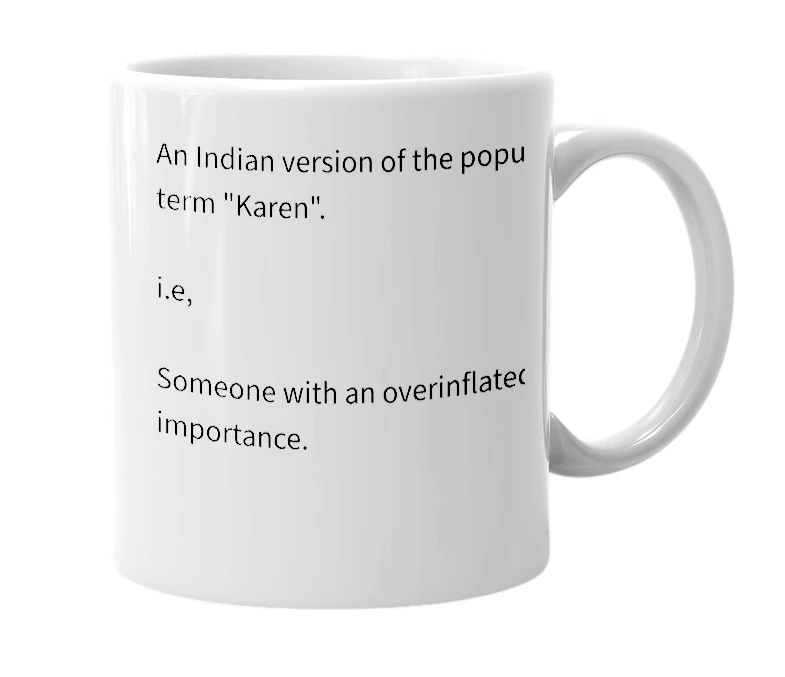 White mug with the definition of 'Kangana'