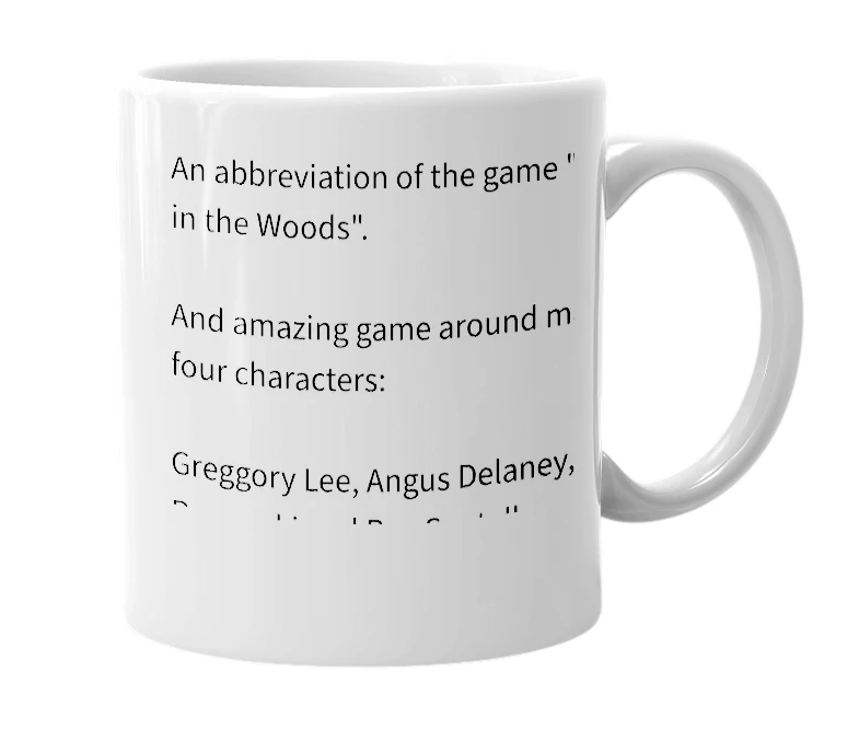 White mug with the definition of 'NITW'