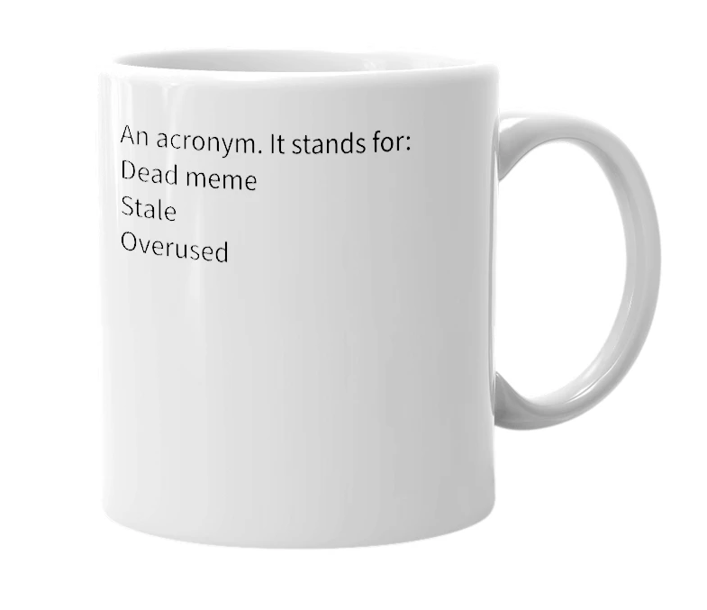 White mug with the definition of 'DSO'