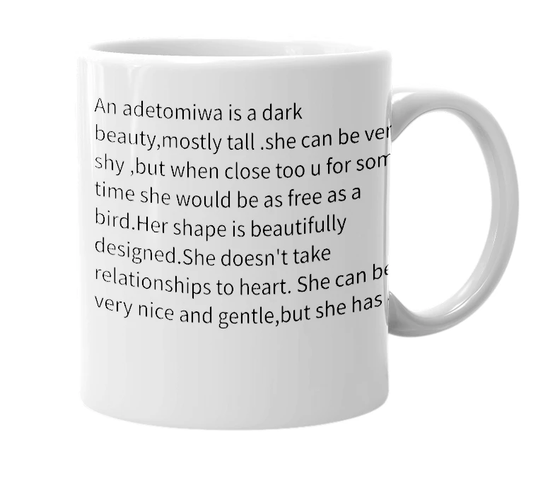 White mug with the definition of 'Adetomiwa'
