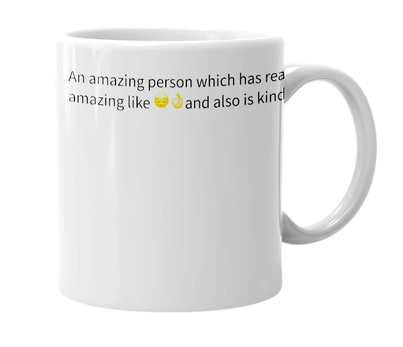White mug with the definition of 'kimeexio'